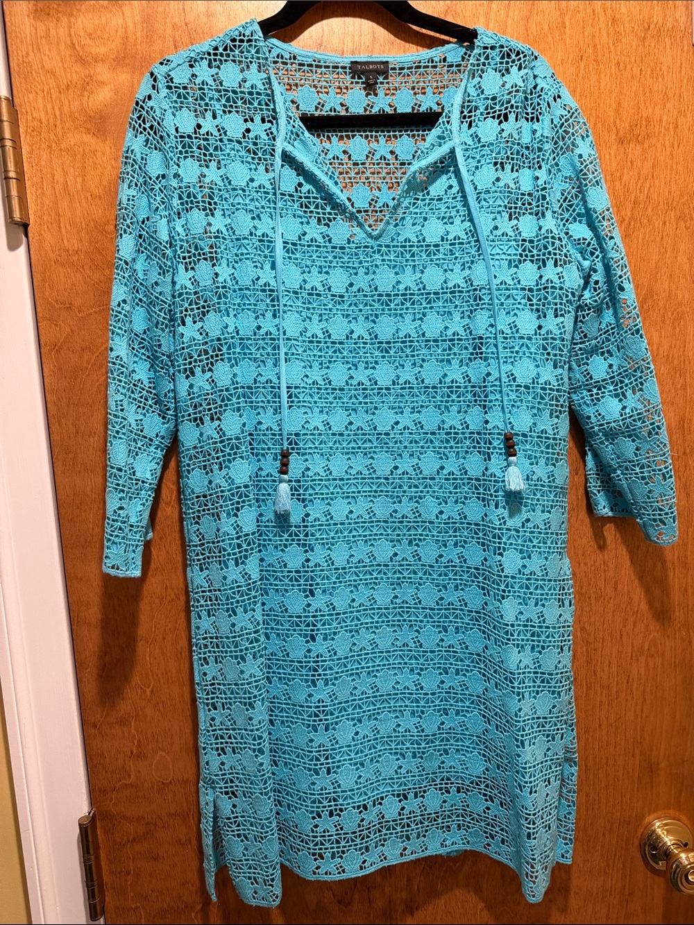 Talbots Turquoise Crochet Swim Cover-Up Tunic